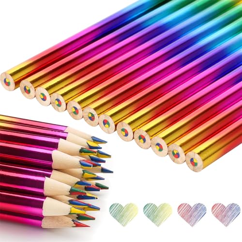 QIYILE Regenbogen Buntstifte hölzerne Regenbogenstift 12 Stück - 4 in 1 Bunte Bleistifte Zeichnen Färbung Farbstifte Set für Skizzieren Schule Haushaltswaren QIYILE Regenbogen Buntstifte hölzerne Regenbogenstift 12 Stück - 4 in 1 Bunte Bleistifte Zeichnen Färbung Farbstifte Set für Skizzieren Schule Haushaltswaren von QIYILE