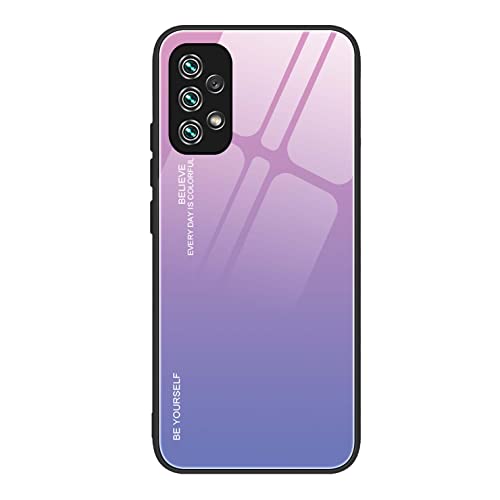 QIYIN Farbverlauf Glas Hülle für Samsung Galaxy A23 5G/4G, TPU/PC Silikon Schutzhülle Bunt Panzerglas Handyhülle, Stoßfeste TPU Bumper Case (Pink Blau) von QIYIN