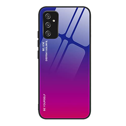 QIYIN Farbverlauf Glas Hülle für Samsung Galaxy M13 4G, TPU/PC Silikon Schutzhülle Bunt Panzerglas Handyhülle, Stoßfeste TPU Bumper Case (Blau Rot) von QIYIN