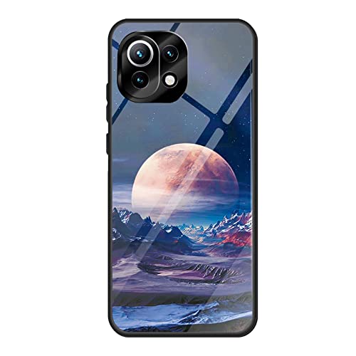 QIYIN Farbverlauf Glas Hülle für Xiaomi 11 Lite 5G NE/Xiaomi Mi 11 Lite 4G/5G, TPU/PC Silikon Schutzhülle Bunt Panzerglas Handyhülle, Stoßfeste TPU Bumper Case (Nachthimmel) von QIYIN