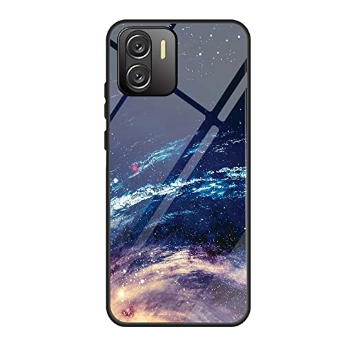 QIYIN Farbverlauf Glas Hülle für Xiaomi Redmi A1/Xiaomi Redmi A2, TPU/PC Silikon Schutzhülle Bunt Panzerglas Handyhülle, Stoßfeste TPU Bumper Case (Galaxis) von QIYIN