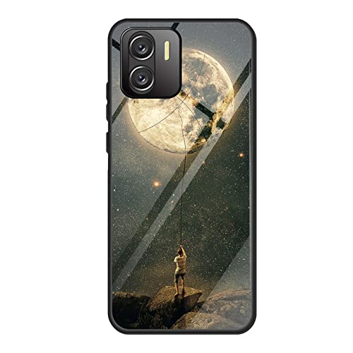 QIYIN Farbverlauf Glas Hülle für Xiaomi Redmi A1/Xiaomi Redmi A2, TPU/PC Silikon Schutzhülle Bunt Panzerglas Handyhülle, Stoßfeste TPU Bumper Case (Mond) von QIYIN