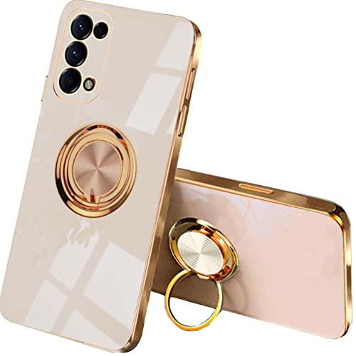 QIYIN Handyhülle für Oppo Find X3 Lite, Ultradünne Stoßfeste Schutzhülle für Damen, Bunt Silikon Case, Schützen Sie die Kamera Stoßstange Hülle mit Ringständer (Rosa) von QIYIN