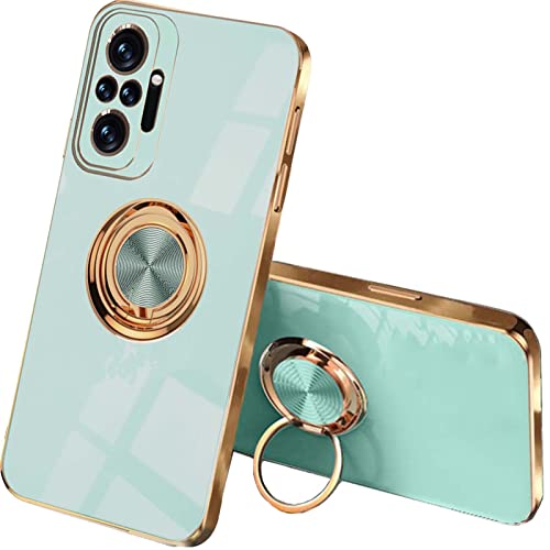 QIYIN Handyhülle für Xiaomi Redmi Note 10 Pro, Ultradünne Stoßfeste Schutzhülle für Damen, Bunt Silikon Case, Schützen Sie die Kamera Stoßstange Hülle mit Ringständer (Grün) von QIYIN