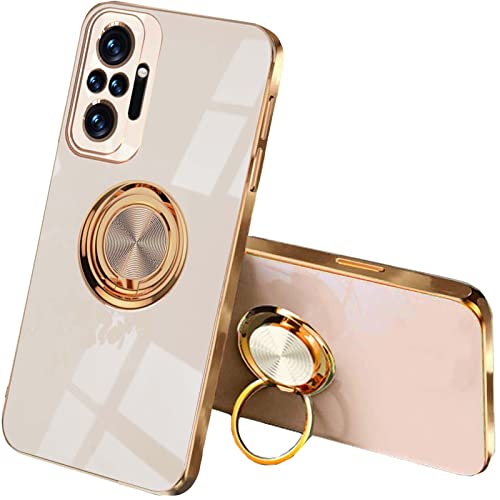 QIYIN Handyhülle für Xiaomi Redmi Note 10 Pro, Ultradünne Stoßfeste Schutzhülle für Damen, Bunt Silikon Case, Schützen Sie die Kamera Stoßstange Hülle mit Ringständer (Rosa) von QIYIN