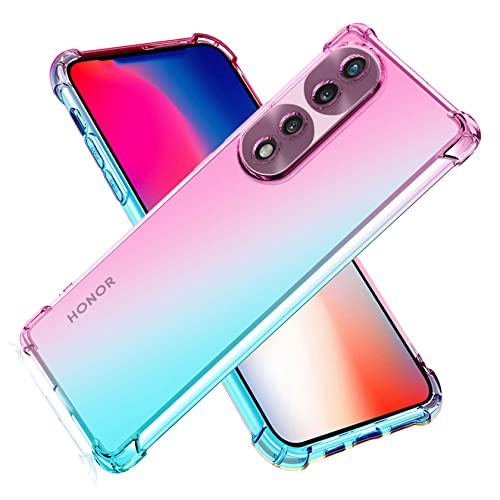 QIYIN Hülle für Honor 70, Farbe TPU Silikon Handyhülle Transparentes HD Schutzhülle Stoßfeste Bumper Case (Rosa+Grün) von QIYIN