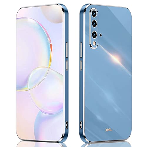 QIYIN Hülle für Huawei nova 5T/Honor 20, Schlanke Farbe Silikonhülle für Damen, Goldrahmen Bumper Shell Stoßfeste Handyhülle, Weiche Case Zum Schutz der Kamera (Blau) von QIYIN