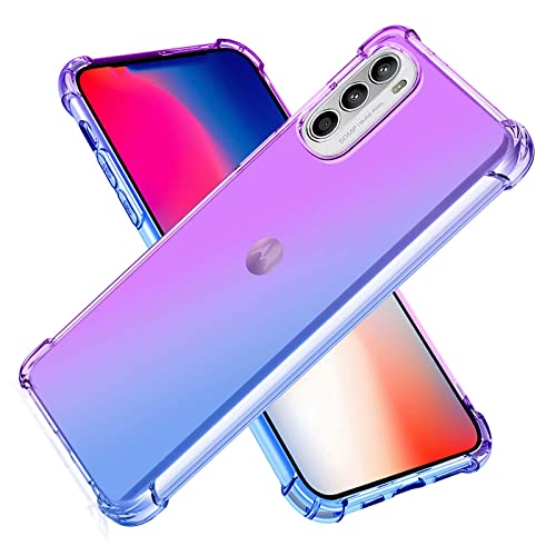 QIYIN Hülle für Motorola Moto G42, Farbe TPU Silikon Handyhülle Transparentes HD Schutzhülle Stoßfeste Bumper Case (Lila+Blau) von QIYIN
