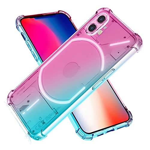 QIYIN Hülle für Nothing Phone (1), Farbe TPU Silikon Handyhülle Transparentes HD Schutzhülle Stoßfeste Bumper Case (Rosa+Grün) von QIYIN