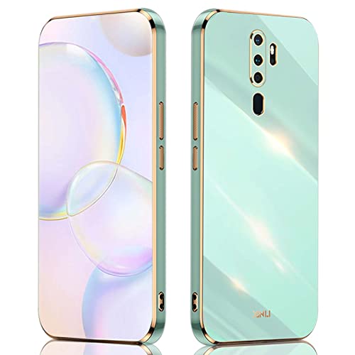QIYIN Hülle für Oppo A9 2020/Oppo A5 2020, Schlanke Farbe Silikonhülle für Damen, Goldrahmen Bumper Shell Stoßfeste Handyhülle, Weiche Case Zum Schutz der Kamera (Grün) von QIYIN