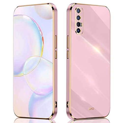 QIYIN Hülle für Oppo Find X2 Neo, Schlanke Farbe Silikonhülle für Damen, Goldrahmen Bumper Shell Stoßfeste Handyhülle, Weiche Case Zum Schutz der Kamera (Violett) von QIYIN