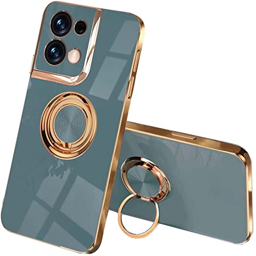 QIYIN Hülle für Oppo Reno 8 5G/Reno8 5G, Zweilagig Soft Bunt Silikon Handyhülle mit 360 Grad Ring Halter Schutzhülle TPU Schock Stoßfester Stoßfänger Schöne Dünn Case (Grau) von QIYIN