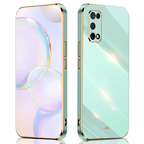 QIYIN Hülle für Realme 7 5G, Schlanke Farbe Silikonhülle für Damen, Goldrahmen Bumper Shell Stoßfeste Handyhülle, Weiche Case Zum Schutz der Kamera (Grün) von QIYIN