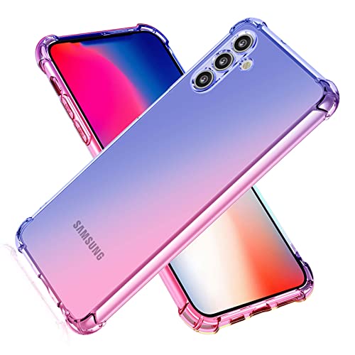 QIYIN Hülle für Samsung Galaxy A13 5G/Samsung Galaxy A04s, Farbe TPU Silikon Handyhülle Transparentes HD Schutzhülle Stoßfeste Bumper Case (Blau+Rosa) von QIYIN