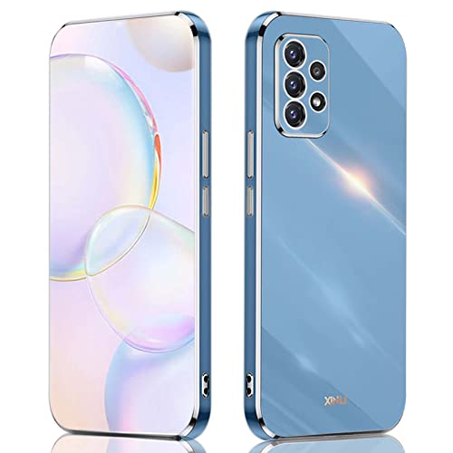 QIYIN Hülle für Samsung Galaxy A32 4G, Schlanke Farbe Silikonhülle für Damen, Goldrahmen Bumper Shell Stoßfeste Handyhülle, Weiche Case Zum Schutz der Kamera (Blau) von QIYIN