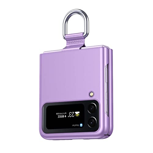 QIYIN Hülle für Samsung Galaxy Z Flip4 (Z Flip 4) Handyhülle, Ultra Dünn Matte Bumper Schutzhülle, Samsung Galaxy Z Flip4 (Z Flip 4) Cover PC Stoßfest Case mit Fingerring (Lila) von QIYIN