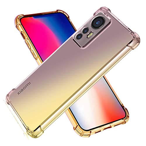 QIYIN Hülle für Xiaomi 12T, Farbe TPU Silikon Handyhülle Transparentes HD Schutzhülle Stoßfeste Bumper Case (Schwarz+Gold) von QIYIN