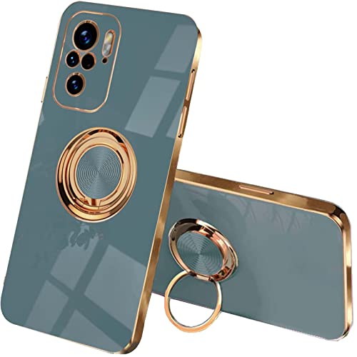 QIYIN Hülle für Xiaomi Poco M5s/Xiaomi Redmi Note 10 4G/Redmi Note 10S, Zweilagig Soft Bunt Silikon Handyhülle mit 360 Grad Ring Halter Schutzhülle TPU Schock Stoßfänger Schöne Case (Grau) von QIYIN