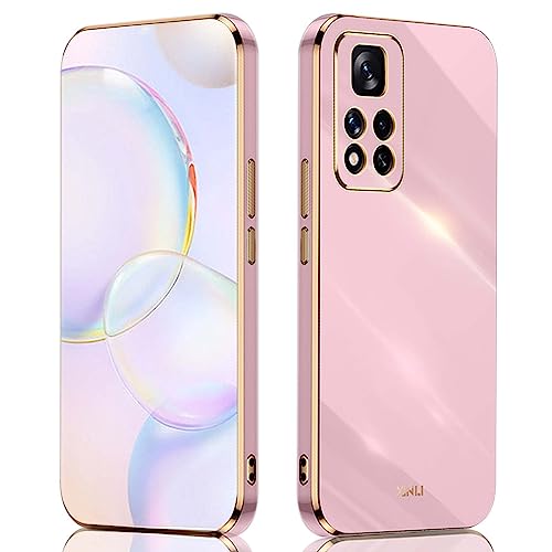 QIYIN Hülle für Xiaomi Redmi Note 11/Redmi Note 11S 4G, Schlanke Farbe Silikonhülle für Damen, Goldrahmen Bumper Shell Stoßfeste Handyhülle, Weiche Case Zum Schutz der Kamera (Violett) von QIYIN