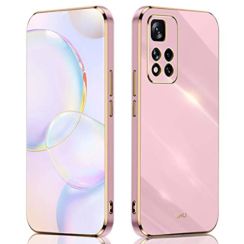 QIYIN Hülle für Xiaomi Redmi Note 11 Pro+ 5G/Note 11 Pro Plus, Schlanke Farbe Silikonhülle für Damen, Goldrahmen Bumper Shell Stoßfeste Handyhülle, Weiche Case Zum Schutz der Kamera (Violett) von QIYIN