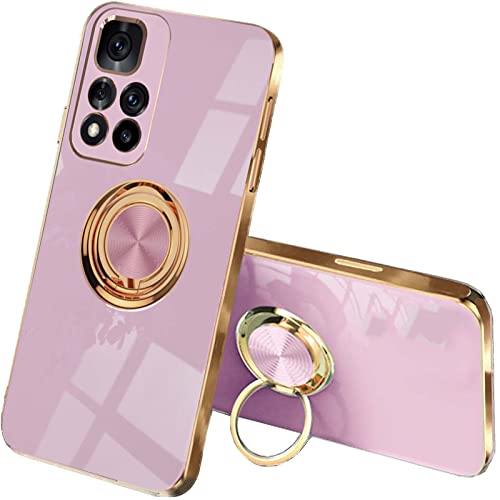 QIYIN Hülle für Xiaomi Redmi Note 11 Pro Plus 5G(Note 11 Pro+), Zweilagig Soft Bunt Silikon Handyhülle mit 360 Grad Ring Halter Schutzhülle TPU Schock Stoßfester Stoßfänger Schöne Dünn Case (Violett) von QIYIN