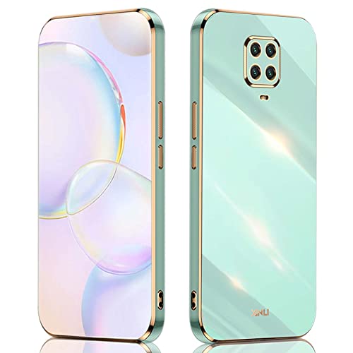 QIYIN Hülle für Xiaomi Redmi Note 9S/Redmi Note 9 Pro, Schlanke Farbe Silikonhülle für Damen, Goldrahmen Bumper Shell Stoßfeste Handyhülle, Weiche Case Zum Schutz der Kamera (Grün) von QIYIN