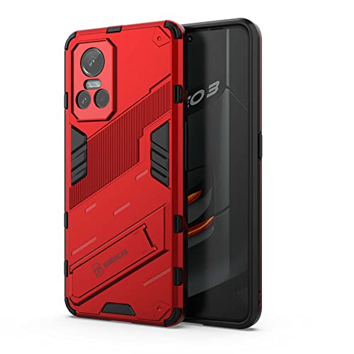 QIYIN Rüstung Handyhülle für Realme GT Neo 3(GT Neo3), TPU & PC Stoßstange Schutzhülle Silikon Hülle Stoßfest Case Cover Ständer (Rot) von QIYIN