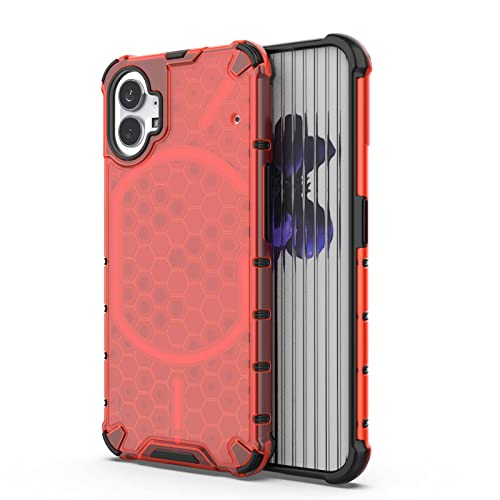 QIYIN Wabe Hülle für Nothing Phone (1), Ultradünne Transparente Silikon Handyhülle, TPU Stoßfeste Airbag Telefonhülle (Rot) von QIYIN