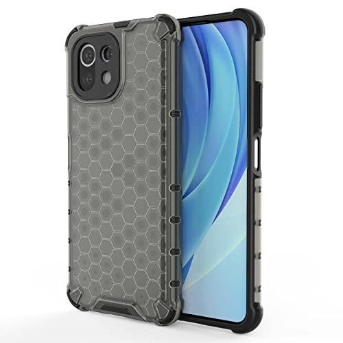 QIYIN Wabe Hülle für Xiaomi 11 Lite 5G NE/Xiaomi Mi 11 Lite 4G/5G, Ultradünne Transparente Silikon Handyhülle, TPU Stoßfeste Airbag Telefonhülle (Schwarz) von QIYIN