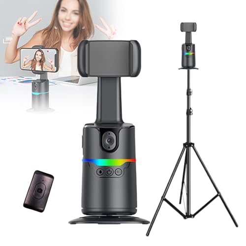 360°-Gimbal-Stabilisator Mit Automatischer Gesichtsverfolgung, 1,6 M Stativständer, Kabellose Fernbedienung Und Gestensteuerung, Keine App Erforderlich, 2 LED-Fülllichter,Black 360°-Gimbal-Stabilisator Mit Automatischer Gesichtsverfolgung, 1,6 M Stativständer, Kabellose Fernbedienung Und Gestensteuerung, Keine App Erforderlich, 2 LED-Fülllichter,Black von QIeAny