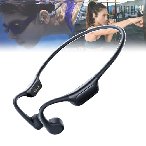 QIeAny IP68 wasserdichte Knochenleitungskopfhörer zum Schwimmen – 32 GB kabellose offene Ohrhörer mit Mikrofon | Leichtgewicht & 8-Stunden-Akku | Stereo & kein Tonverlust, zum Laufen und Radfahren von QIeAny