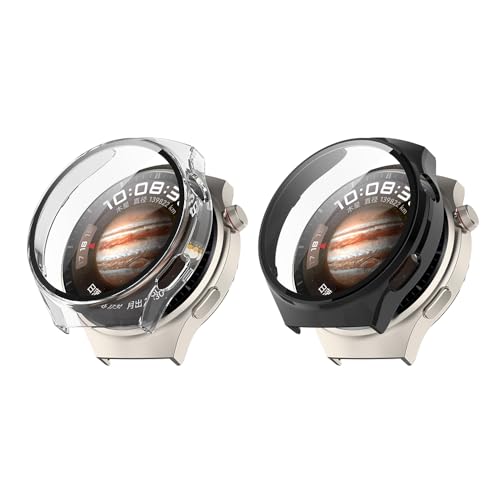QJONSIU Hard PC Hülle Kompatibel mit Huawei Watch 5 46 mm mit Glasschutzfolie, 2 Stück Rundum Anti-Kratz Schutzhülle Cover-Schwarz Transparent QJONSIU Hard PC Hülle Kompatibel mit Huawei Watch 5 46 mm mit Glasschutzfolie, 2 Stück Rundum Anti-Kratz Schutzhülle Cover-Schwarz Transparent von QJONSIU