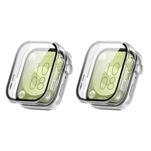 QJONSIU Hard PC Hülle Kompatibel mit Huawei Watch Fit 4 mit Glasschutzfolie, 2 Stück Rundum Anti-Kratz Schutzhülle Cover-Transparent QJONSIU Hard PC Hülle Kompatibel mit Huawei Watch Fit 4 mit Glasschutzfolie, 2 Stück Rundum Anti-Kratz Schutzhülle Cover-Transparent von QJONSIU