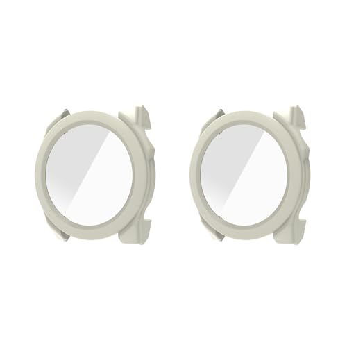 QJONSIU Hard PC Hülle für Garmin Fenix 8 43mm mit Eingebautem Gehärtetem Glas, [2-Stück] Rundum Anti-Kratz-Schutzhülle Kompatibel mit Garmin Fenix 8 43mm-Weiß von QJONSIU