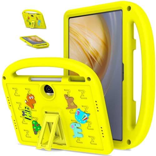 QJONSIU Hülle Kompatibel mit Honor Pad 9, PC Anti-Kratz Schutzhülle, Stoßfeste Kinderhülle mit Griff und Kickstand-Gelb von QJONSIU