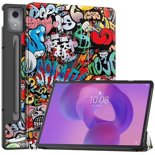 QJONSIU Hülle Kompatibel mit Lenovo Idea Tab Pro 12.7 2025 TB373FU, Standfunktion Ultradünne Smart Cover mit Auto Sleep Wake, PU und PC Anti-Kratz Schutzhülle-4 von QJONSIU