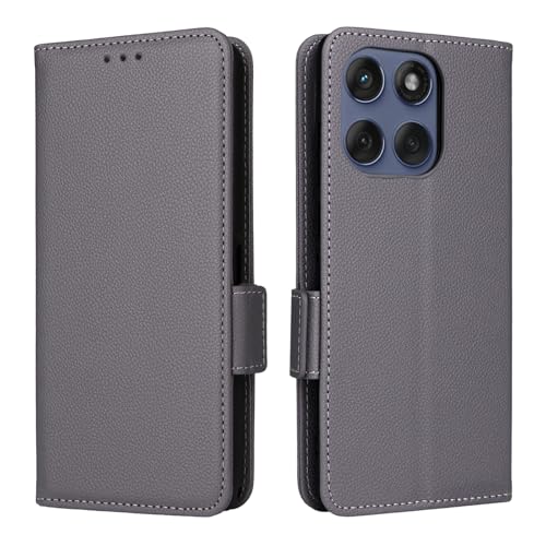 QJONSIU Hülle Kompatibel mit Motorola Edge 60 Fusion, Lychee Textur Design, PU Leder Hülle, Magnetische Seitenschnalle, 3-Schlitze, Stand Funktion-Grau QJONSIU Hülle Kompatibel mit Motorola Edge 60 Fusion, Lychee Textur Design, PU Leder Hülle, Magnetische Seitenschnalle, 3-Schlitze, Stand Funktion-Grau von QJONSIU