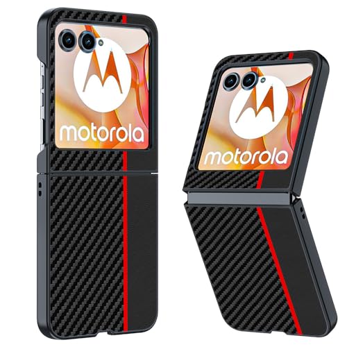 QJONSIU Hülle Kompatibel mit Motorola Razr 60, Anti-Kratzer Ultradünnes PC Schutzhülle Case Karbonfaser Textur-Schwarz Rot QJONSIU Hülle Kompatibel mit Motorola Razr 60, Anti-Kratzer Ultradünnes PC Schutzhülle Case Karbonfaser Textur-Schwarz Rot von QJONSIU