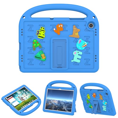 QJONSIU Hülle Kompatibel mit Samsung Galaxy Tab A9+, PC Anti-Kratz Schutzhülle, Stoßfeste Kinderhülle mit Griff und Kickstand-Himmelblau von QJONSIU