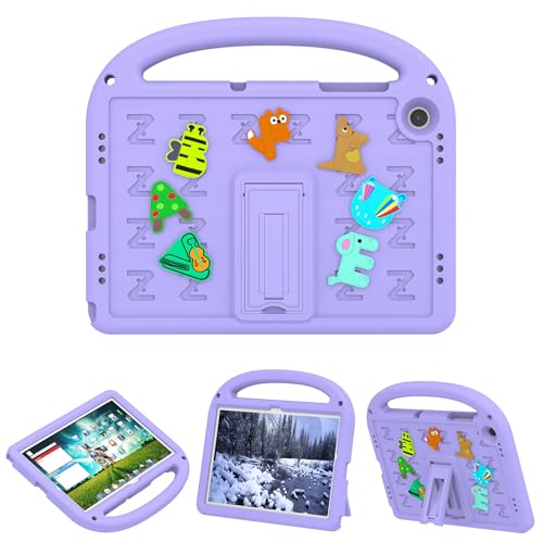 QJONSIU Hülle Kompatibel mit Samsung Galaxy Tab A9+, PC Anti-Kratz Schutzhülle, Stoßfeste Kinderhülle mit Griff und Kickstand-Lila von QJONSIU