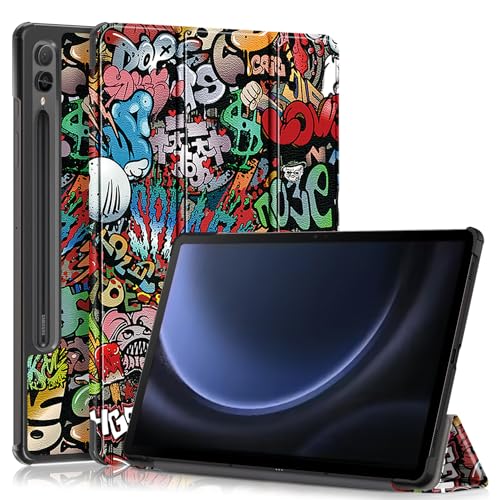 QJONSIU Hülle Kompatibel mit Samsung Galaxy Tab S10 Ultra, [Standfunktion] Ultradünne Smart Cover mit Auto Sleep Wake, PU und PC Anti-Kratz Schutzhülle Case-4 von QJONSIU