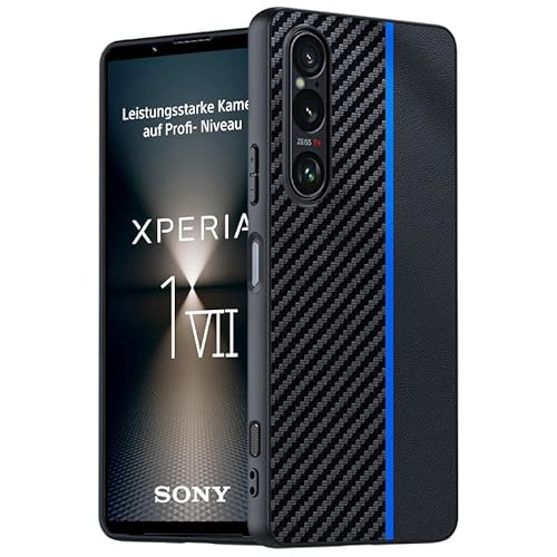 QJONSIU Hülle Kompatibel mit Sony Xperia 1 VII, Anti-Kratzer Ultradünnes PC Schutzhülle Case Karbonfaser Textur-Blau QJONSIU Hülle Kompatibel mit Sony Xperia 1 VII, Anti-Kratzer Ultradünnes PC Schutzhülle Case Karbonfaser Textur-Blau von QJONSIU