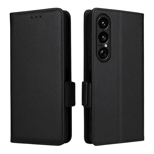 QJONSIU Hülle Kompatibel mit Sony Xperia 1 VII-sy, Lychee Textur Design, PU Leder Hülle, Magnetische Seitenschnalle, 3-Schlitze, Stand Funktion-Schwarz QJONSIU Hülle Kompatibel mit Sony Xperia 1 VII-sy, Lychee Textur Design, PU Leder Hülle, Magnetische Seitenschnalle, 3-Schlitze, Stand Funktion-Schwarz von QJONSIU