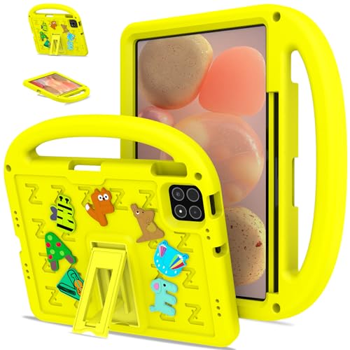 QJONSIU Hülle Kompatibel mit Xiaomi Pad 7/Pad 7 Pro, PC Anti-Kratz Schutzhülle, Stoßfeste Kinderhülle mit Griff und Kickstand-Gelb von QJONSIU