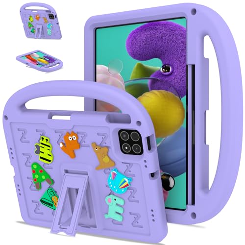 QJONSIU Hülle Kompatibel mit Xiaomi Pad 7/Pad 7 Pro, PC Anti-Kratz Schutzhülle, Stoßfeste Kinderhülle mit Griff und Kickstand-Lila von QJONSIU