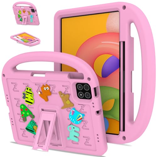 QJONSIU Hülle Kompatibel mit Xiaomi Pad 7/Pad 7 Pro, PC Anti-Kratz Schutzhülle, Stoßfeste Kinderhülle mit Griff und Kickstand-Rosa von QJONSIU