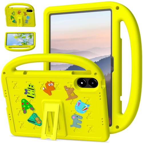 QJONSIU Hülle Kompatibel mit Xiaomi Redmi Pad Pro 12.1, PC Anti-Kratz Schutzhülle, Stoßfeste Kinderhülle mit Griff und Kickstand-Gelb von QJONSIU