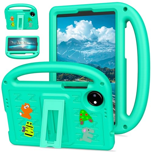 QJONSIU Hülle Kompatibel mit Xiaomi Redmi Pad SE 8.7 4G, PC Anti-Kratz Schutzhülle, Stoßfeste Kinderhülle mit Griff und Kickstand-Grün von QJONSIU