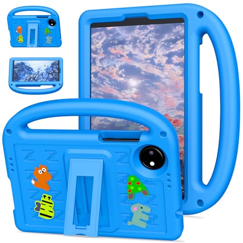 QJONSIU Hülle Kompatibel mit Xiaomi Redmi Pad SE 8.7 4G, PC Anti-Kratz Schutzhülle, Stoßfeste Kinderhülle mit Griff und Kickstand-Himmelblau von QJONSIU