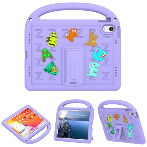 QJONSIU Hülle Kompatibel mit iPad 10th Gen 2022, PC Anti-Kratz Schutzhülle, Stoßfeste Kinderhülle mit Griff und Kickstand-Lila von QJONSIU